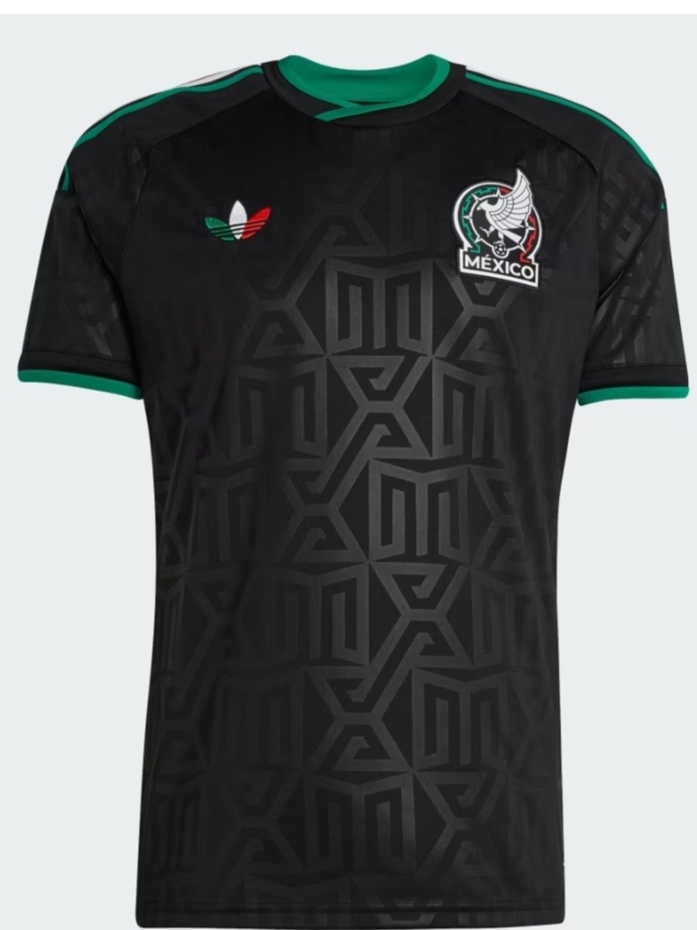 Mexico Men's Black Soccer Jersey with Green Trim